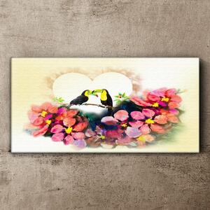 Obraz na plátně Obraz na plátně Abstrakce květiny ptáci srdce