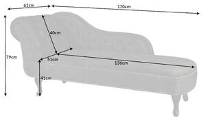 Designová lenoška Chesterfield 170 cm šedý samet - Skladem