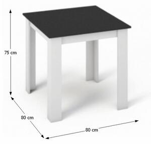 TEMPO Jídelní stůl, bílá / černá, 80x80 cm, KRAZ
