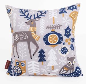 MK Lůžkoviny Vánoční povlak na polštářek Velvet 40 × 40 cm - Sob modrý