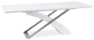 TEMPO Jídelní stůl, bílá / bílá extra vysoký lesk HG, 160-220x90 cm, KROS