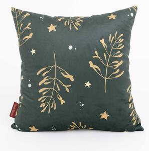 MK Lůžkoviny Vánoční povlak na polštářek Velvet 40 × 40 cm - Jmelí tmavě zelené