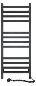 Koupelnový žebříkový radiátor s termostatem AVANGARD 227W 120x48cm černá pravá