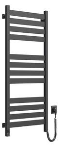 Koupelnový žebříkový radiátor s termostatem LARGO 256W 120x50 cm černá pravá