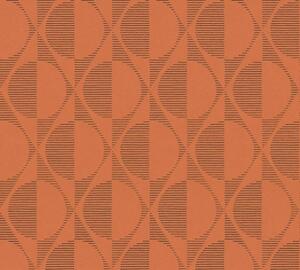 A.S. Création | Vliesová tapeta na zeď Pop Style 37478-4 | 0,53 x 10,05 m | černá, metalická, oranžová