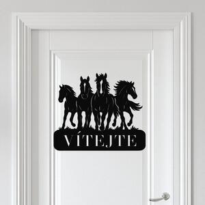 Cedulka Vítejte s motivem koní | Rozměry (cm): 40x34 | Zvolte barvu dekoru: Černá