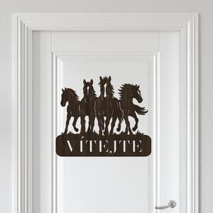 Cedulka Vítejte s motivem koní | Rozměry (cm): 40x34 | Zvolte barvu dekoru: Wenge