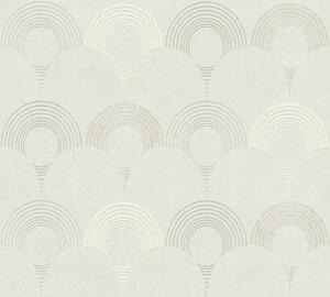 A.S. Création | Vliesová tapeta na zeď Pop Style 37480-1 | 0,53 x 10,05 m | béžová, krémová, metalická, šedá