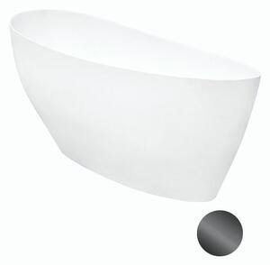 Besco Volně stojící vana z litého mramoru Keya Matt 165x70 Barva: Bílá, Rozměry (cm): 163,5x70,5, Typ a barva výpustě: Click-Clack s horním čištěním, grafit