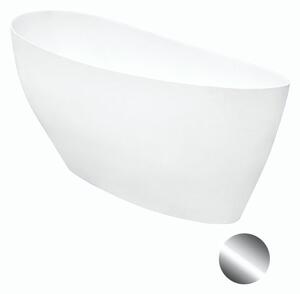 Besco Volně stojící vana z litého mramoru Keya Matt 165x70 Barva: Bílá, Rozměry (cm): 163,5x70,5, Typ a barva výpustě: Click-Clack s horním čištěním, chrom