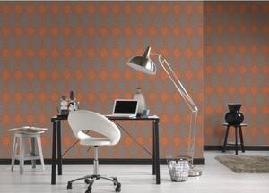A.S. Création | Vliesová tapeta na zeď Pop Style 37479-3 | 0,53 x 10,05 m | metalická, oranžová, šedá
