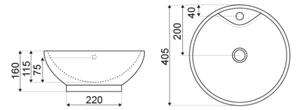 Novoterm Keramické umyvadlo na desku NV-KR-40 (ø 40,5 cm)