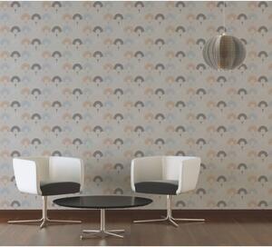 A.S. Création | Vliesová tapeta na zeď Pop Style 37480-3 | 0,53 x 10,05 m | modrá, metalická, oranžová, šedá