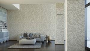 A.S. Création | Vliesová tapeta na zeď Pop Style 37481-2 | 0,53 x 10,05 m | bílá, béžová, metalická, šedá