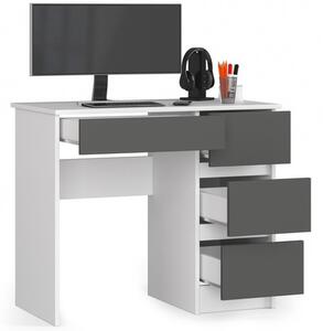 Počítačový stůl A-7 pravá - bílá/grafit