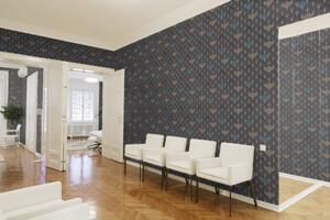A.S. Création | Vliesová tapeta na zeď Pop Style 37483-3 | 0,53 x 10,05 m | modrá, černá, metalická
