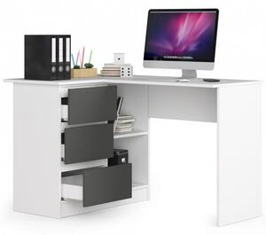 Počítačový stůl B16 levá - bílá/grafit