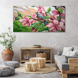 Obraz na plátně Obraz na plátně Abstrakce květiny pták