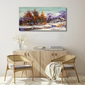 Obraz na plátně Obraz na plátně Zimní sníh stromy Hut řeka