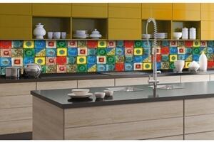 DIMEX | Fototapeta do kuchyně Lisabonské kachličky KI-350-107 | 350 x 60 cm | zelená, vícebarevná, modrá, červená, žlutá