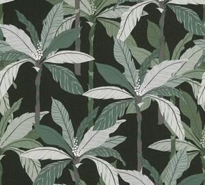 A.S. Création | Vliesová tapeta na zeď Geo Nordic 37530-3 | 0,53 x 10,05 m | zelená, černá, šedá