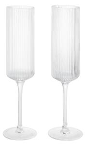 FERM LIVING Skleničky na šampaňské Ripple Flutes, Clear, sada 2 kusů