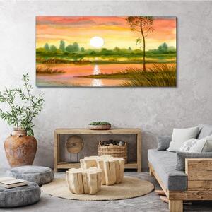 Obraz na plátně Obraz na plátně Akvarel Sunset Tree