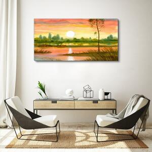 Obraz na plátně Obraz na plátně Akvarel Sunset Tree