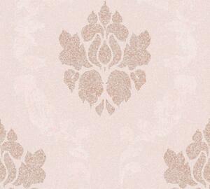 Vliesová tapeta na zeď New Elegance 37552-5 | 0,53 x 10,05 m | růžová, krémová, zlatá | A.S. Création