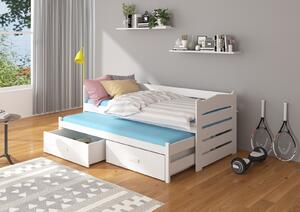 Dětská postel 90x200 cm s přistýlkou Zeya Bílá