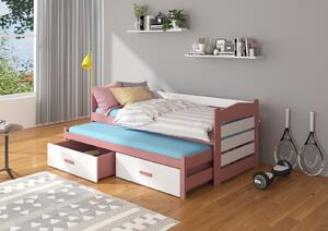 Dětská postel 90x200 cm s přistýlkou Zeya Modrá/bílá