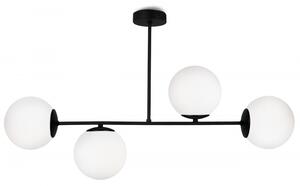 Light for home - Lustr na tyči s mléčně skleněnými kuličkami PALERMO 2390/4, 4x40W, Černá, Černá