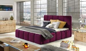 Čalouněná postel Edvige 140 x 200 cm Mat Velvet 68 tmavě fialová