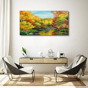 Obraz na plátně Obraz na plátně Lesní řeka Stromy Sky