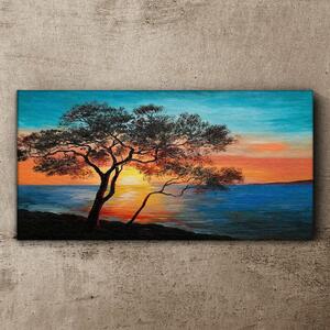 Obraz na plátně Obraz na plátně Sunset stromu moře moře
