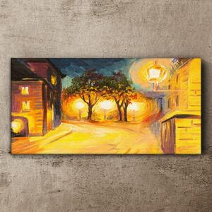 Obraz na plátně Obraz na plátně Městské lampy Noční stromy