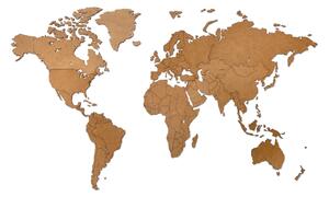 Dřevěná mapa světa HDF Minimalist Hnědá / 90 x 54 cm
