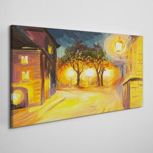 Obraz na plátně Obraz na plátně Městské lampy Noční stromy