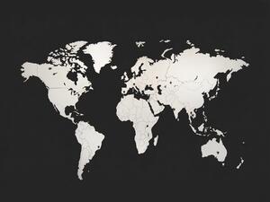 Dřevěná mapa světa HDF Minimalist Bílá / 130 x 78 cm