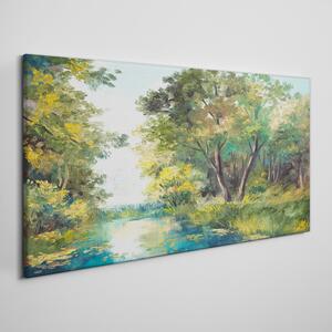 Obraz na plátně Obraz na plátně Lesní vodní stromy obloha