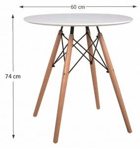 Jídelní stůl GAMIN new, průměr 60 cm, barva bílá mat, buk, kov černý