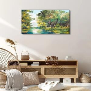 Obraz na plátně Obraz na plátně Lesní vodní stromy obloha