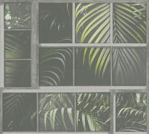 Vliesová tapeta na zeď Industrial 37740-2 | 0,53 x 10,05 m | šedá, zelená | A.S. Création
