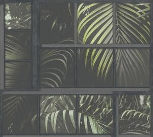 Vliesová tapeta na zeď Industrial 37740-3 | 0,53 x 10,05 m | zelená, černá, šedá | A.S. Création
