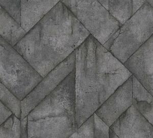 Vliesová tapeta na zeď Industrial 37741-2 | 0,53 x 10,05 m | černá, šedá, metalická | A.S. Création