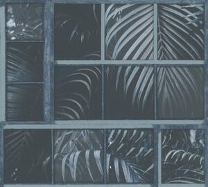 Vliesová tapeta na zeď Industrial 37740-4 | 0,53 x 10,05 m | modrá, černá | A.S. Création