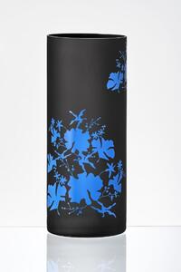Crystalex - Bohemia Crystal Váza Black & Blue Flower 260 mm, 1 ks