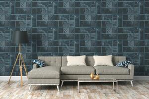 A.S. Création | Vliesová tapeta na zeď Industrial 37740-4 | 0,53 x 10,05 m | modrá, černá
