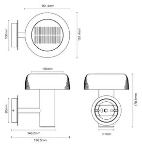 Zuma Line WT33111 - LED Solární nástěnná lampa BLUET LED/2,5W/2000mAh IP44 černá