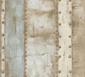 Vliesová tapeta na zeď Industrial 37743-1 | 0,53 x 10,05 m | zelená, hnědá, béžová, krémová | A.S. Création